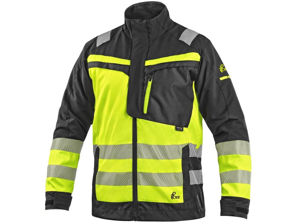 Blúza CXS NAOS HV, pánska, čierna-žltá Hi-Vis, reflexné pruhy