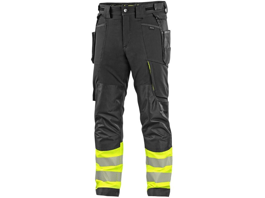 Nohavice CXS NAOS HV, pánske, čierno-žltá Hi-Vis, reflexné pruhy